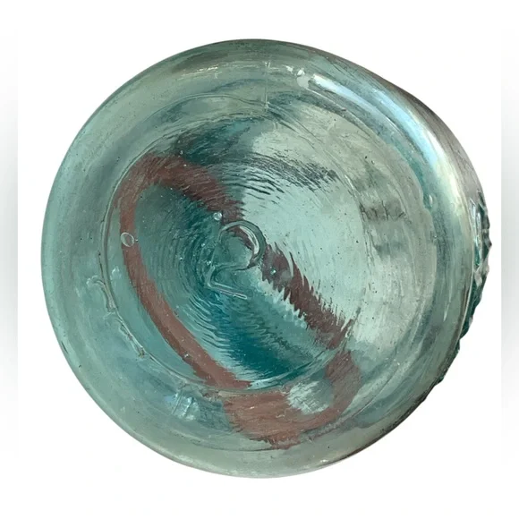 Antique 1900-20 BALL TIGHT SEAL Aqua Blue Glass Pint Mason Jar Wire Bale Kitchen - Picture 7 of 12